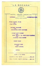 La Bocana Restaurant Menu Hotel Prado Americas Acapulco Mexico 1958  - £19.09 GBP