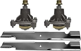 SET OF 2 SPINDLES 2 BLADES FOR 42 INCH DECK REPLACES HUSTLER 604214 603992 - £43.81 GBP