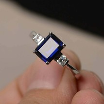 3.50 Carat Blue Sapphire Ring Promise Ring September Birthstone Ring - £47.91 GBP
