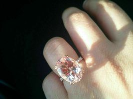 3Ct Oval Cut Peach Morganite &amp; Diamond Engagement Ring 14K Rose Gold Over - £71.78 GBP