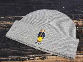 Polo Ralph Lauren Solid Preppy Bear Beanie Andover Heather Grey Beanie Hat - £28.67 GBP