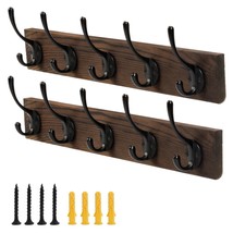 Coat Rack Wall Mount 2 Pack Hat Rack With 10 Wall Hooks Coat Hooks, Wall... - £34.88 GBP