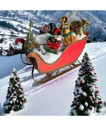 Metal Santa’s Sleigh Christmas Decor Centerpiece Red Gold Trim Ready To ... - €22,89 EUR