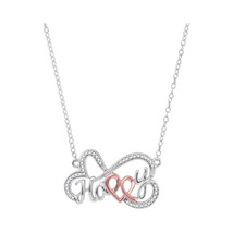 10k White Gold Womens Round Diamond Heart Happy Pendant Necklace 1/8 - £189.63 GBP