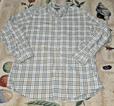 Eddie Bauer Mens Relaxed Fit Shirt Size L Beige Plaid Long Sleeve Button... - $14.50