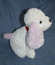 Puli Intl Puppy Dog 7&quot; Plush White Stuffed Lavender Ears Red Collar Soft Toy - £8.70 GBP