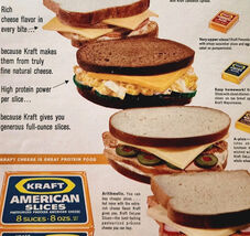 1963 Kraft American Cheese Slices Advertisement Sandwich Dairy Foods DWQQ14 - €8,58 EUR