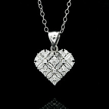 1Tcw Baguette Simulated Diamond Heart Pendant 14K White Gold Plated 18&quot; Chain - £79.77 GBP