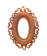 1987 Vintage Homco Accent Mirror Midcentury Oval Brown Wicker look 9.5 i... - £18.39 GBP