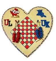 CheckerBoard UK Kentucky Cats UL Louisville Cards HandPainted Heart Shaped Game - £19.53 GBP