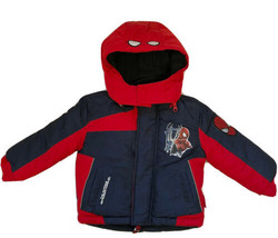 New Marvel Spider Man Boys Toddler Winter Hoodie Jacket Navy - £15.94 GBP