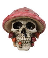 Red Macabre Toadstool Mushroom Cap Skull With Mini Fungi Figurine 5&quot; L - $387.39 MXN