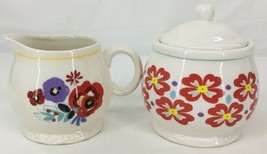 The Pioneer Woman Creamer and Sugar Bowl Set Flea Market Stoneware Floral - £13.45 GBP