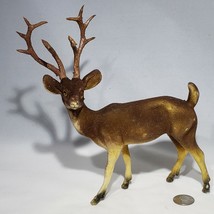 VTG Brown Flocked Plastic Reindeer Stag Deer Buck 10&quot; Tall 16 Point Antlers Xmas - £21.54 GBP
