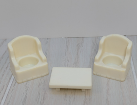 Fisher-Price Little People vintage white living room arm chairs coffee t... - $16.82