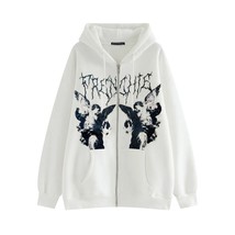 Oversized Vintage Zip Up Hoodie Sweatshirts  Print Coats Hoodies Sweatshirt Wome - £77.06 GBP