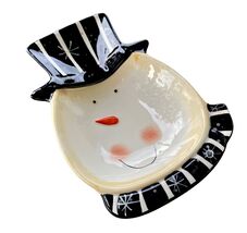 Dan DiPaolo Ceramic Snowman Spoon Rest Dish Top Hat Certified International - €10,81 EUR