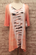 Thomas &amp; Olivia Womens Tee Shirt Top Tie Dye Embellished V-Neck Shirt Si... - $15.20