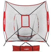 Portable Practice Net Baseball Softball 7X7&#39; Bundle W/ Strike Zone &amp; Tra... - $78.99