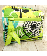 Vera Bradley Lime&#39;s Up Green Yellow Black Floral Magnetic Snap Wallet EUC - £11.64 GBP