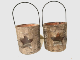2 rustic wood trim candle holders image 2