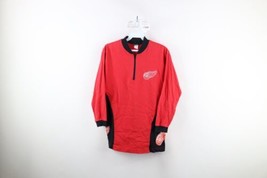 Vintage 90s Boys XL Faded Detroit Red Wings Hockey Half Zip Pullover T-Shirt Red - £23.70 GBP