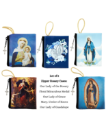 NEW Lot of 5 Marian Zipper Rosary Cases Our Lady of Grace Mary Untier of... - £18.68 GBP