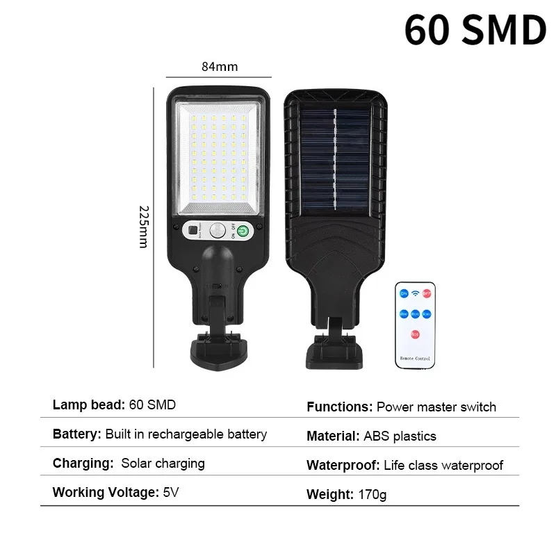 Powerful Solar Street Light Outdoor Wall Lamp Waterproof 3 Modes PIR Motion Sens - £139.29 GBP