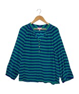 Lilly Pulitzer Top Womens Large Green Blue Silk Stripe Smocked Boho Blouse - €15,30 EUR Lilly Pulitzer Top Womens Large Green Blue Silk Stripe Smocked Boho Blouse - €15,30 EUR