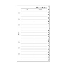 Filofax Personal A-Z Slimline Index White Name and Telephone Numbers  - $331.32 MXN