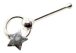 Star Nose Stud Sterling Silver 3.5mm Moving Star Ring 22g (0 6mm) Ball Ended - £4.60 GBP