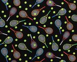 Cotton Tennis Rackets Tennis Balls Sports Fabric Print by the Yard D667.77 - $15.95