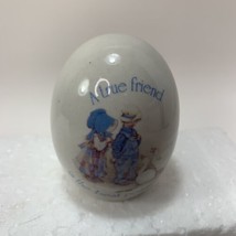 Vintage Holly Hobbie Porcelain Egg Blue Girl Stoneware World Wide Arts 1978 - £6.42 GBP