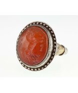 Silver Afghan Vintage Ring Carnelian Intaglio Brass Accents Size 6 - $33,085.95 MXN