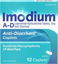 Imodium A-D Diarrhea Relief 12 Caplets with Loperamide Hydrochloride 09/... - $182.31 MXN