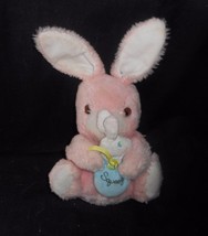 11&quot; Vintage Knickerbocker Pink Bunny Rabbit Stuffed Animal Plush Toy Squeaks - £37.21 GBP