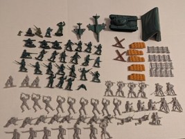 Large Lot of 85 Vintage Plastic Army Men Soldiers Tank Tent Planes Mixed Pieces - $15.83