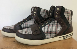 Penguin Moby Hi Mens Plaid Houndstooth Leather High Tops Shoes Sneakers 11 - £39.50 GBP