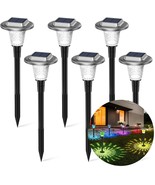 Solar Lights Outdoor 6 Pk Pathway Lights Auto 7 Color Changing or Warm W... - £40.14 GBP