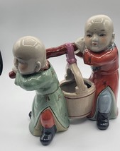 Chinese Porcelain Figurine 2 Boys Carrying  A  Water Bucket - £115.10 GBP