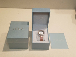 Ecclissi 23691 Sterling Silver Leather Band Ladies Watch w/ Gift Box (NEW) - £54.49 GBP