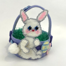 Vintage Easter Basket Needlepoint Bunny Eggs Handmade 8 x 7 Decorative P... - $21.00