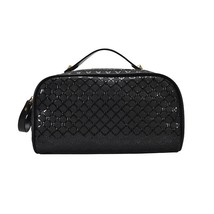 Pu Leather Cosmetics Bag Women Make Up weave Clutch Woven Knitting purse lady Zi - £52.92 GBP