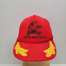 Vintage Pearland Texas Foam Trucker Red Snapback Hat Cap Scrambled Eggs - £23.28 GBP