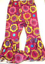 Ruffle Girl pants size 10 girls purple flower print ruff bell bottoms stretch - £3.31 GBP