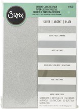 Sizzix Surfacez Opulent Cardstock Pack 8"X11.5" 50/Pkg-Silver - $27.83