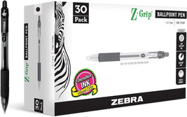 Zebra Pen 25130 Z-Grip Retractabe Ballpoint Pen (Pack of 30), 0.7mm Fine... - £15.02 GBP