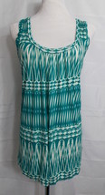Piacere Di Piu Tank Top Tribal Print Racer Back Turquoise Green White size Small - £8.67 GBP