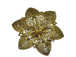 Antique Art Nouveau early 1900s Czechoslovak Filigree Floral Golden Broo... - $133.62