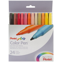 Pentel Arts Color Pen Fine Point Color Markers 24/Pkg-Assorted - £20.39 GBP